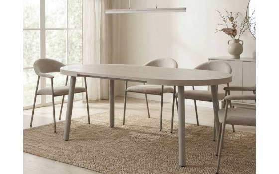 Mesa Comedor Extensible Redonda Madera y Metal - Serie Aguade