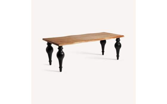 Mesa Comedor Grande Bicolor Pata Redonda Negra Serie Zenica