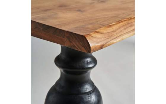 Mesa Comedor Grande Bicolor Pata Redonda Negra Serie Zenica