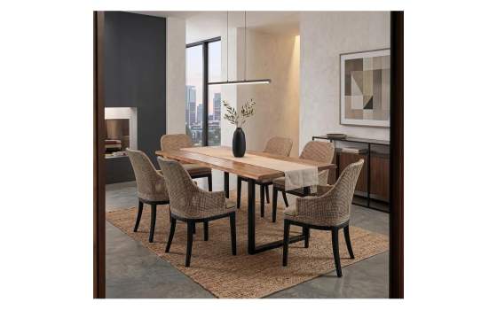 Mesa Comedor  Industrial 200 cm Madera Acacia Patas Metal Jarin