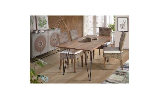 Mesa Comedor Industrial Acacia y Metal  160 cm - Serie Davin