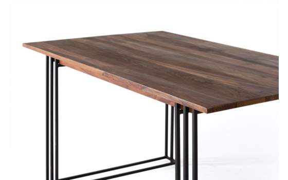 Mesa Comedor Industrial Acero Madera Palisandro Serie Ariost