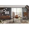 Mesa Comedor Industrial Acero Madera Palisandro Serie Ariost