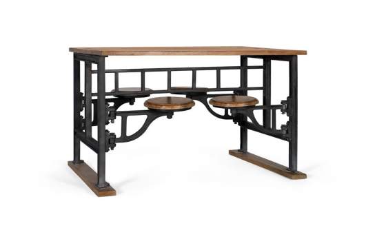 Mesa Comedor Industrial Asientos Basculantes Incrustados Acrito