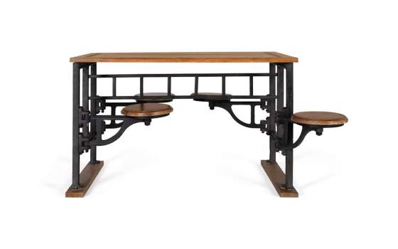 Mesa Comedor Industrial Asientos Basculantes Incrustados Acrito