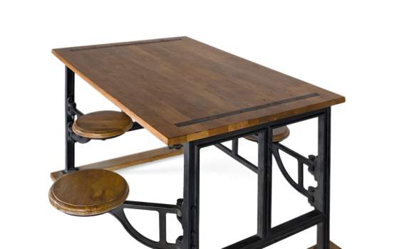 Mesa Comedor Industrial Asientos Basculantes Incrustados Acrito