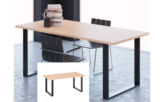 Mesa Comedor Industrial Cuadro Acero y Madera Arisats