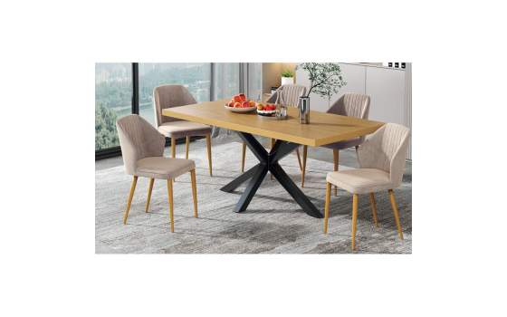 Mesa Comedor Industrial Extensible Madera Miel Serie Anube