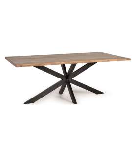 Mesa Comedor Industrial Patas Acero y Tapa Madera - Akarias