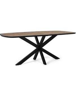 Mesa Comedor Industrial Tapa Madera Nogal Patas Hierro Alquezar
