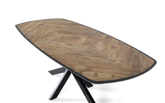 Mesa Comedor Industrial Tapa Madera Nogal Patas Hierro Alquezar