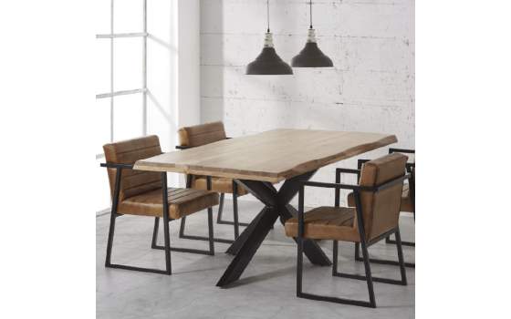 Mesa Comedor Madera Acacia Hierro 2 Tamaños Averrada