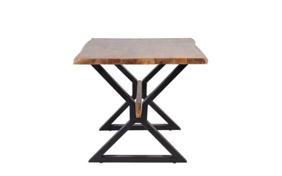 Mesa Comedor Madera Acacia Pie Cruz Metal Serie Ontario