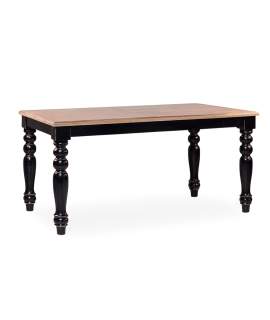 Mesa Comedor Madera Maciza Bicolor Patas Negras Provenzal Siena