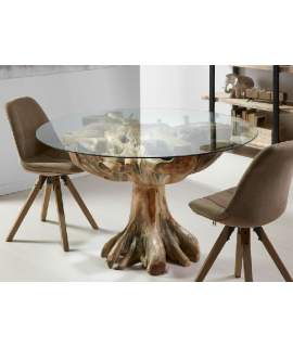 Mesa Comedor Madera y Cristal Raices