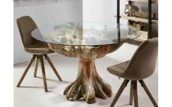 Mesa comedor de madera con cristal – Recora Mexico
