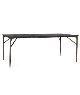 Mesa Comedor Moderna Madera y Acero Dorado Serie Arambel