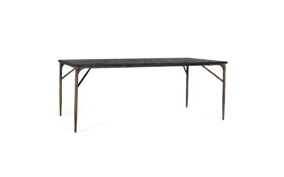 Mesa Comedor Moderna Madera y Acero Dorado Serie Arambel