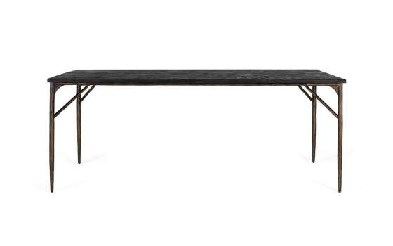 Mesa Comedor Moderna Madera y Acero Dorado Serie Arambel