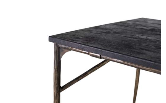 Mesa Comedor Moderna Madera y Acero Dorado Serie Arambel