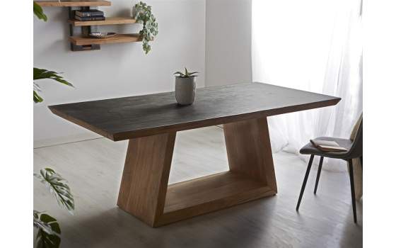 Mesa Comedor o Bodega Grande Madera y Piedra Serie Carsten