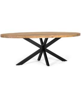 Mesa Comedor Oval Industrial Madera Hierro 220 cm Alquezar