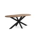 Mesa Comedor Ovalada Acero y Acacia Serie Autrey