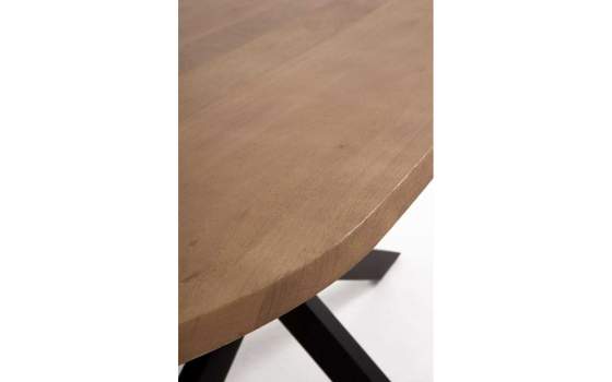 Mesa Comedor Ovalada Acero y Acacia Serie Autrey