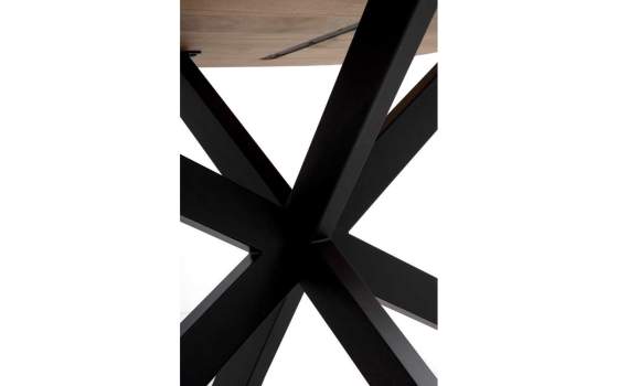 Mesa Comedor Ovalada Acero y Acacia Serie Autrey