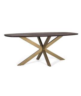 Mesa Comedor Ovalada Estilo Industrial Madera Hierro Alquezar