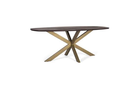 Mesa Comedor Ovalada Estilo Industrial Madera Hierro Alquezar