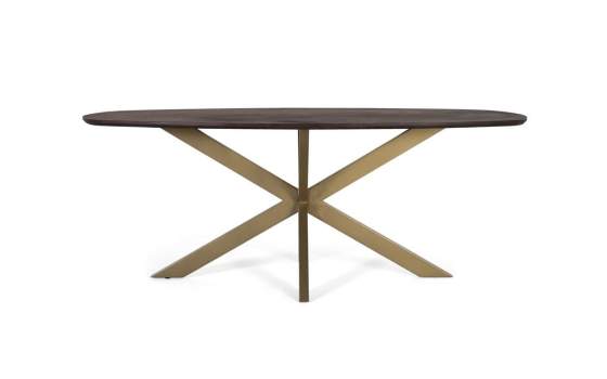 Mesa Comedor Ovalada Estilo Industrial Madera Hierro Alquezar