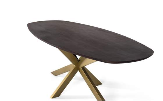 Mesa Comedor Ovalada Estilo Industrial Madera Hierro Alquezar