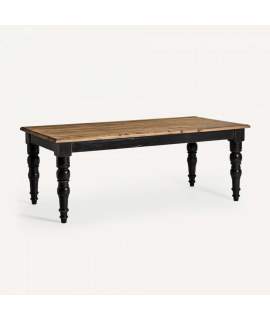 Mesa Comedor Pata Torneada Negra y Madera Serie Zenica