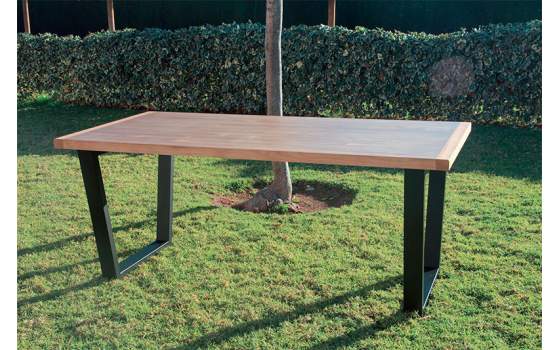 Mesa Comedor Recta de Forja y Madera Estilo industrial Anjar