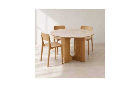 Mesa Comedor Redonda 120 cm Roble Actual - Serie Abial
