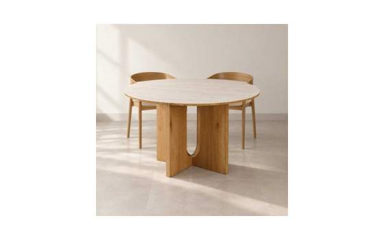 Mesa Comedor Redonda 140 cm Roble Actual - Serie Abial