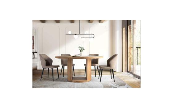 Mesa Comedor Redonda 150 Cm Madera Maciza Mango Adyer