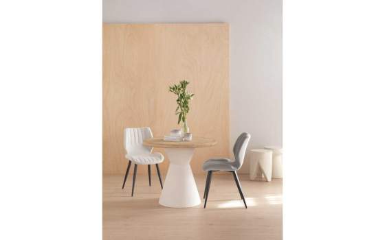 Mesa Comedor Redonda 90 Madera Pie Poliresina Adiska