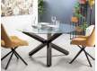 Mesa Comedor Redonda Acero Cristal Industrial Serie Ariadas