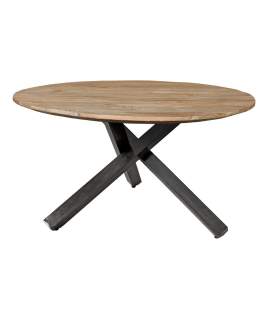 Mesa Comedor Redonda Acero Madera Industrial Serie Ariadas