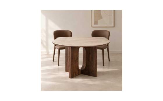 Mesa Comedor Redonda Actual 120 cm Nogal Serie Allois