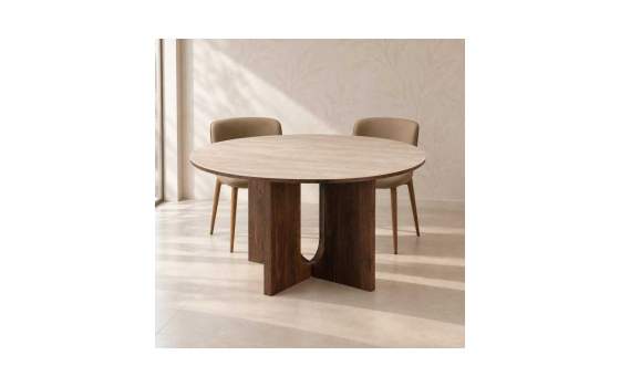Mesa Comedor Redonda Actual 140 cm Nogal Serie Allois