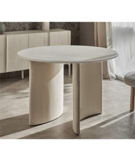 Mesa Comedor Redonda Actual Color Crema Serie Tellus