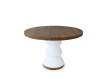 Mesa Comedor Redonda Bicolor Blanco Madera - Serie Aferoe