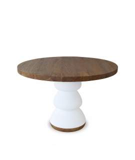 Mesa Comedor Redonda Bicolor Blanco Madera - Serie Aferoe
