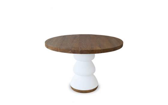 Mesa Comedor Redonda Bicolor Blanco Madera - Serie Aferoe