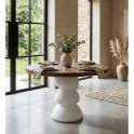 Mesa Comedor Redonda Bicolor Blanco Madera - Serie Aferoe