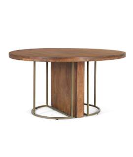Mesa Comedor Redonda Contemporanea Acero Madera Algamise