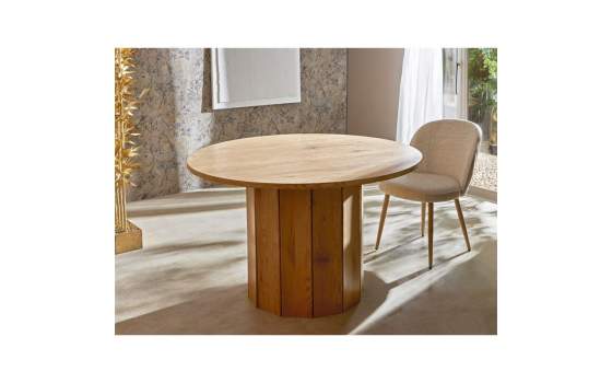 Mesa Comedor Redonda Diseño Rustico Color Miel Mercuri